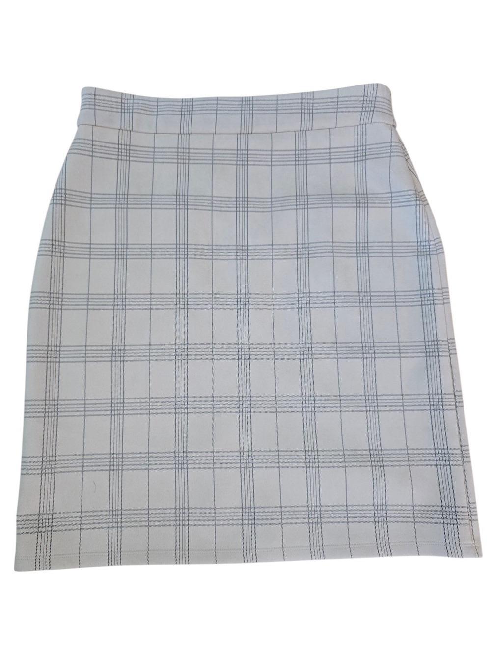 Alice Blue Skirt Size Medium Cream Plaid Front-Zip Pencil Skirt - Picture 3 of 9